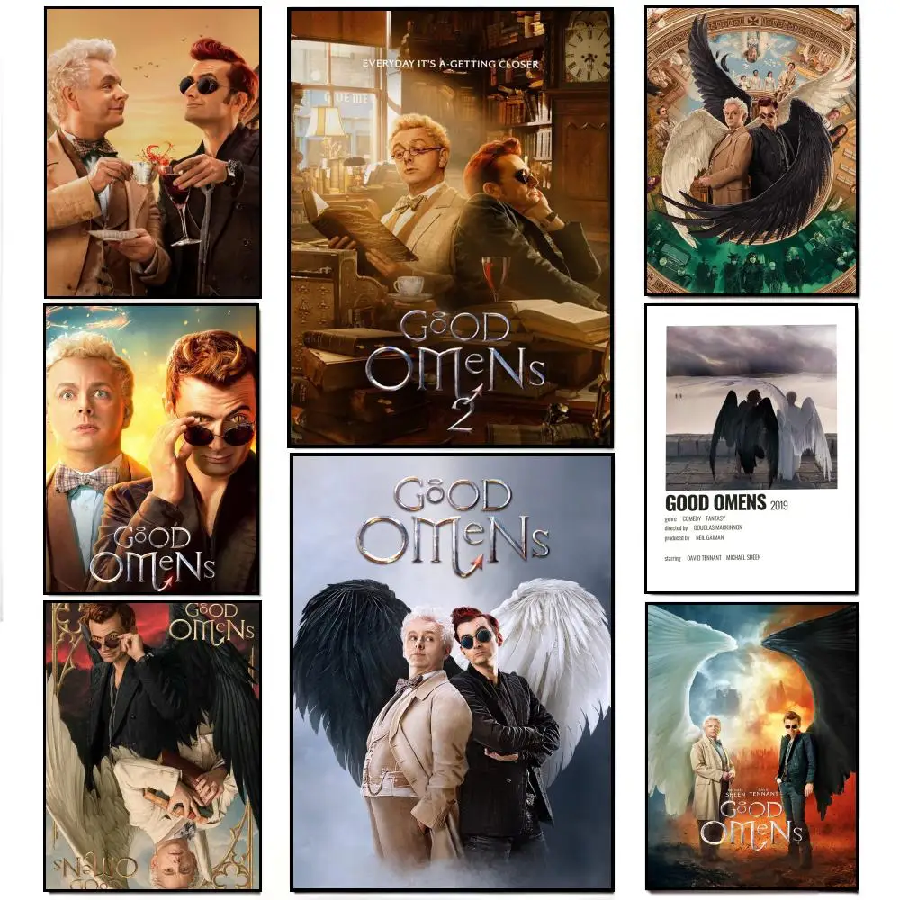 G-Good Omens Series TV-Show-Filmposter, Poster, HD, wasserfest, Wandaufkleber, Bar, Wohnzimmer, Dekoration, Geschenk