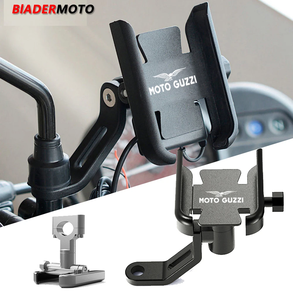 

For Moto Guzzi V100 Stone V8S TT Bobber Breva 850 1100 1200 Mandello V7 CNC Handlebar Mirror Mobile Phone Bracket Stand Holder