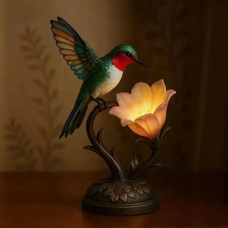 Bird-and-Flower Figurine for Bookshelves and Living Room Side Tables 55KF