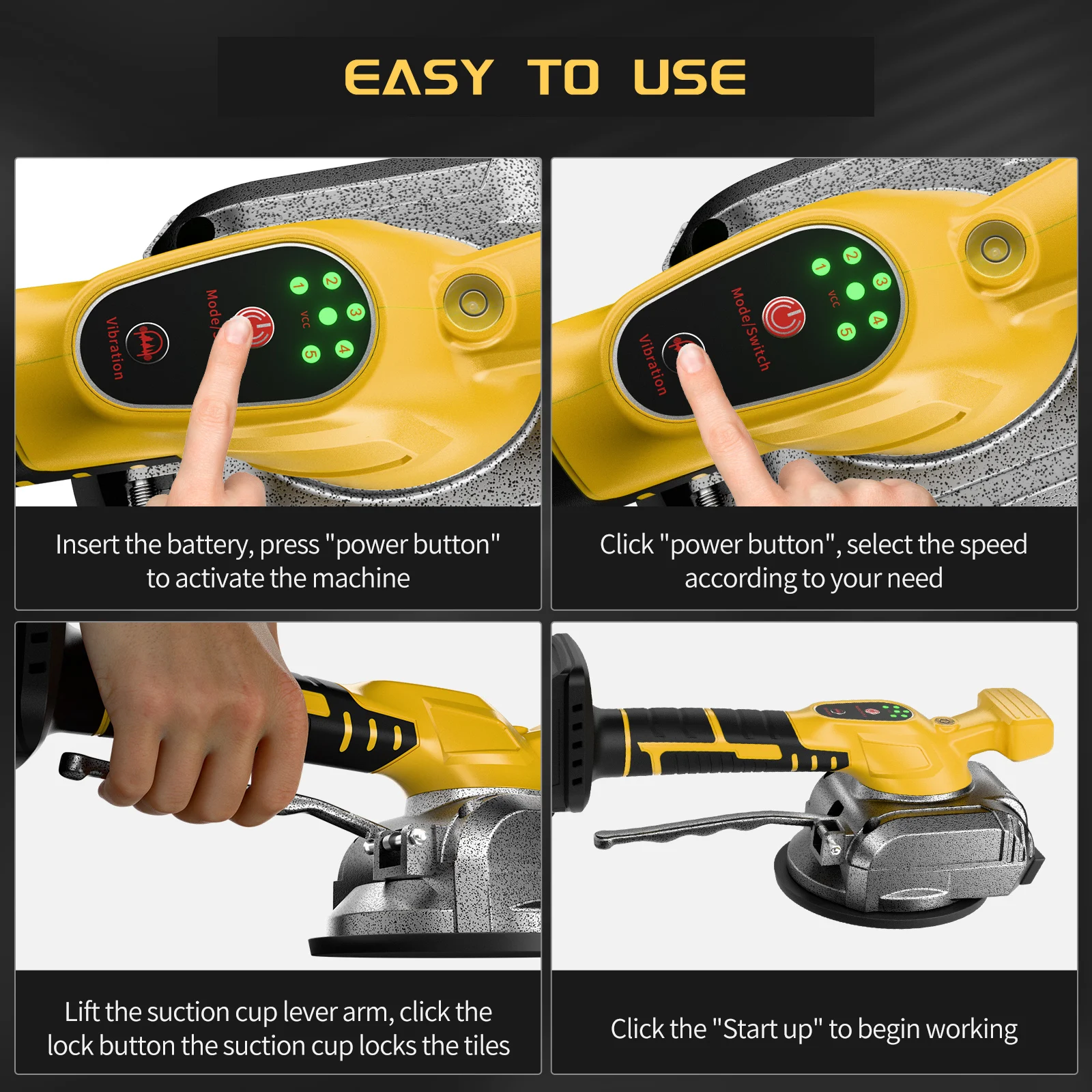 Cordless Tile Vibrating Tool Machine 5-SPEED Wall Floor Room Bathroom Laying Vibrating Tool For Dewalt DCB200 20V Battery