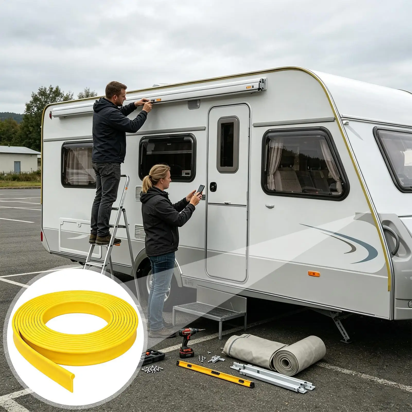 Awning Rail Protector Strip 33ft Weather-Resistant Cut To Size Caravan Canopy Track Protector For Motorhome Camper Campervan