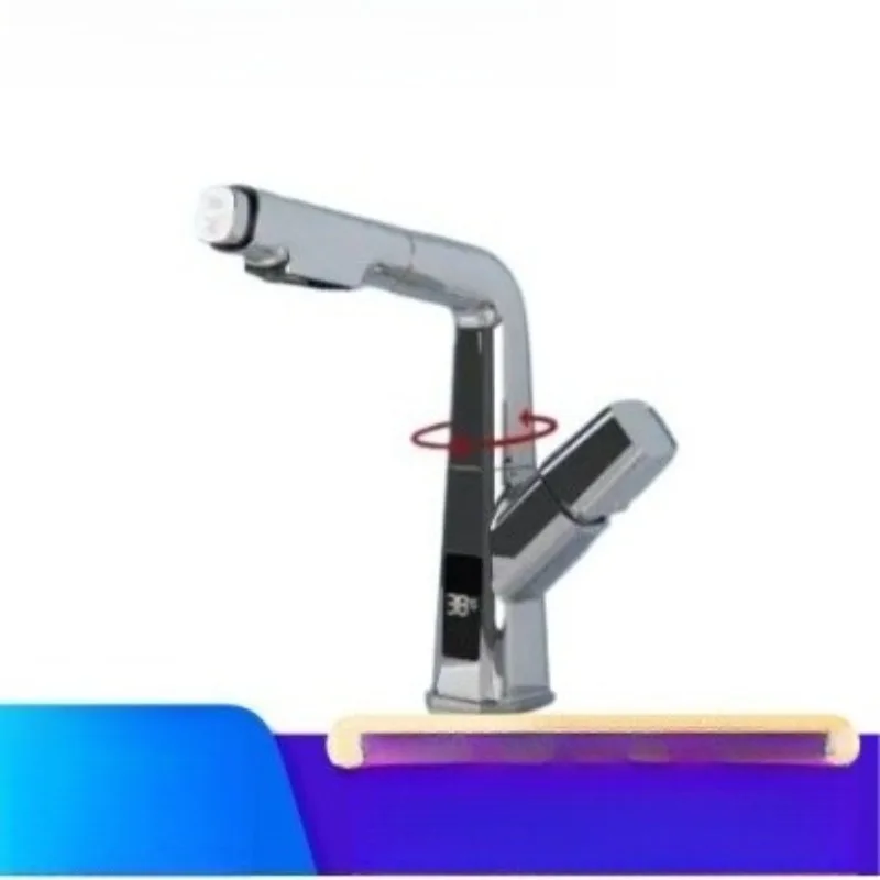 Home Use Pull-out Swivel Faucet with Lift Display for Cold and Hot Water Use in Wash Basin and Wash Basin