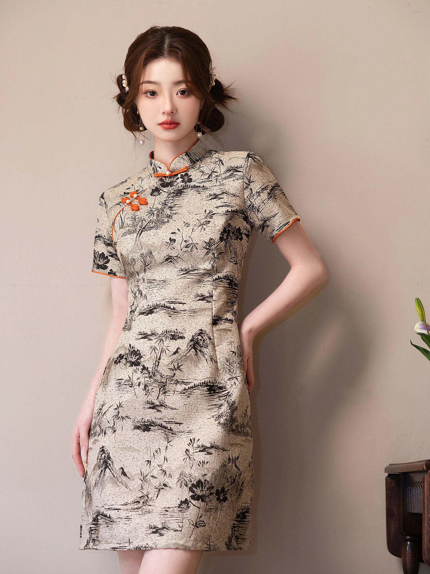 

Новинка 2026: Летняя офисная одежда для молодых женщин, маленькие размеры, в китайском ретро-стиле, с коротким рукавом