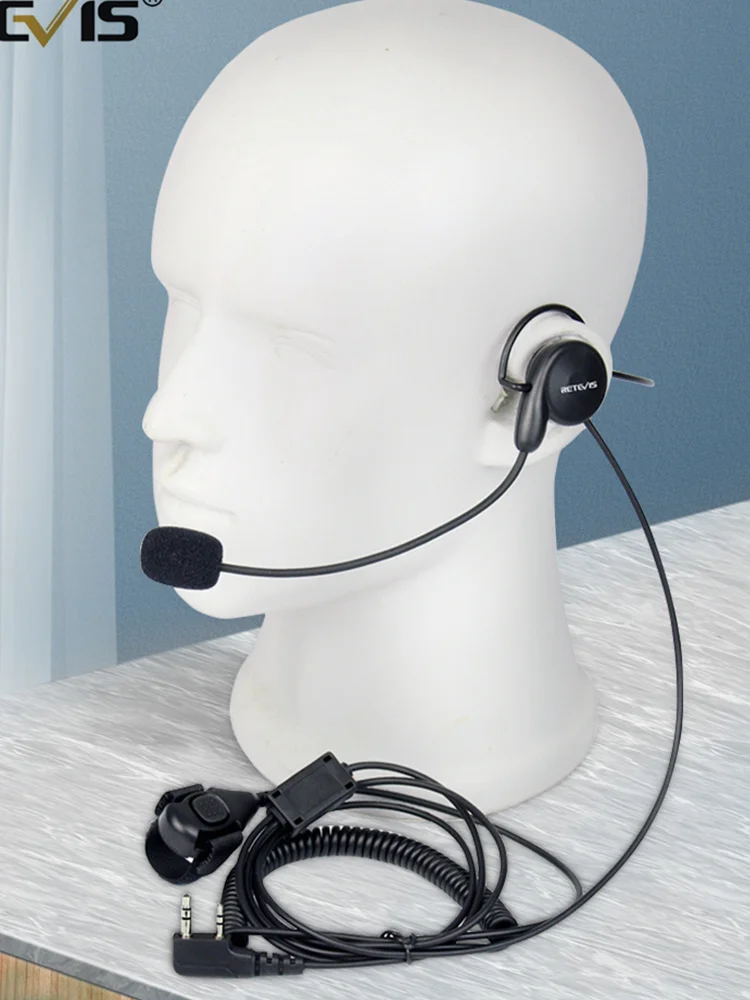 Retevis EHK002 H777 Słuchawka do Walkie Talkie 2Pin Miękki Mikrofon Za Uszami Zestaw Słuchawkowy PTT na Palec Radio dla BAOFENG UV-5R Quansheng — zdjęcie produktu 7