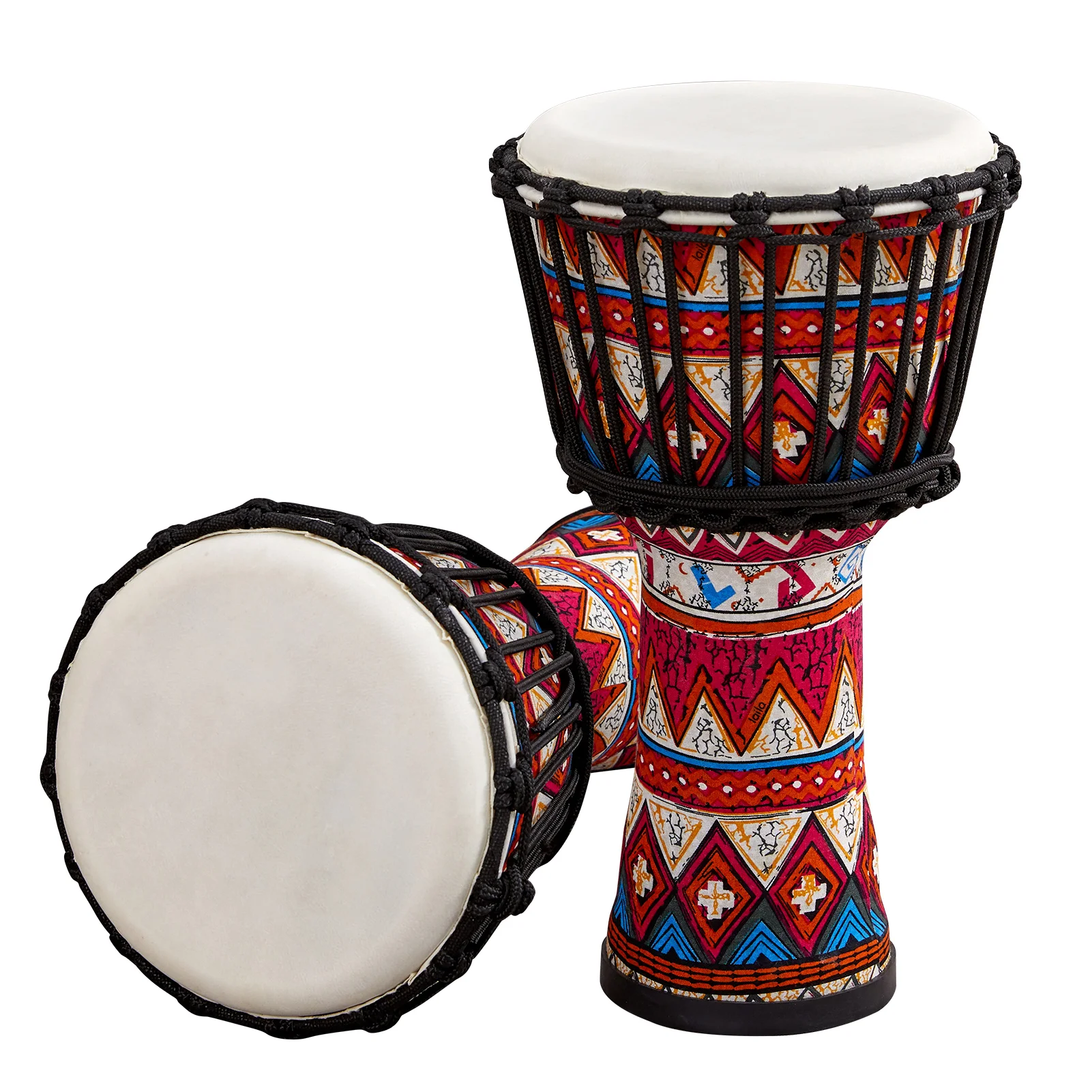 African  8 Inch Portable African  Djembe Hand  with Colorful Art Patterns Percussion Musical Instrument Hand