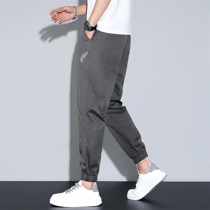 Pantalon de jogging en tissu Lyocell doux pour hommes, pantalon de survêtement Hip Hop coréen, Harajuku Cargo, mince, décontracté, grande taille, été