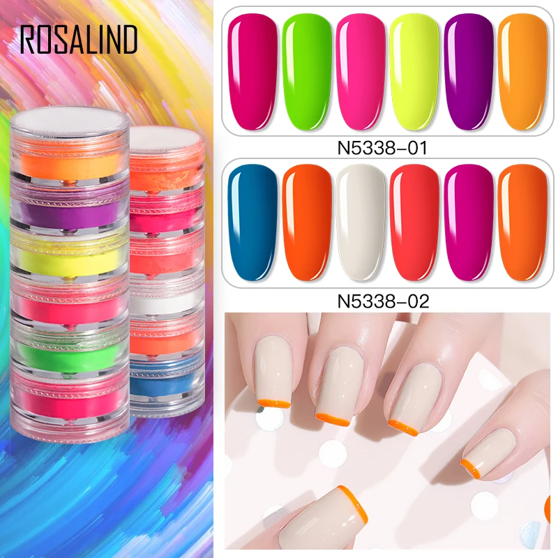 

ROSALIND Magical Nail Glitter Powder Neon Fluorescent Pigment Powder Flash Pigment Chrome Gradient Nail Art Decoration Manicure