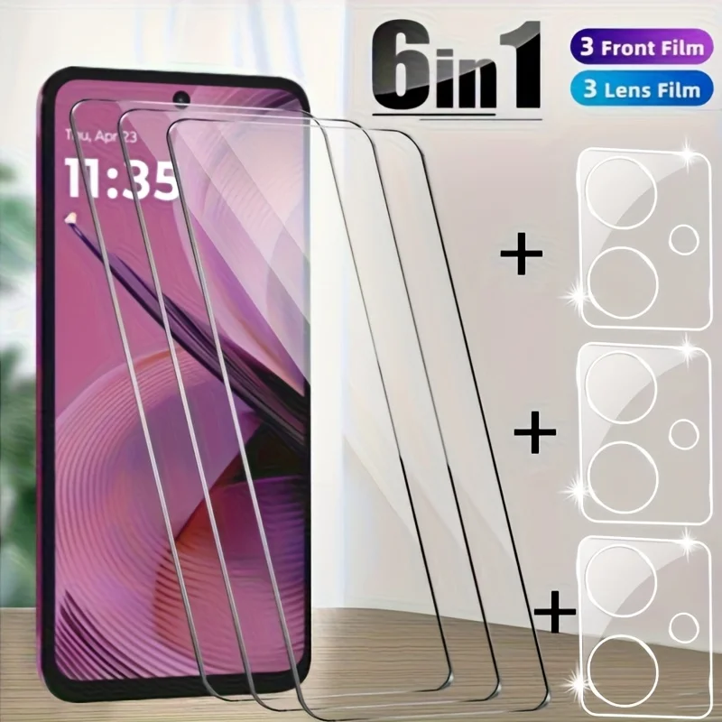

6in1 for Motorola Moto G 04/06/13/23/24/35/36/52/54/55/56/71/73/75/84/86 HD Tempered Film-HD Clear Anti-Fingerprint,Shatterproof