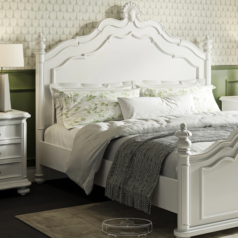 Letto matrimoniale piuttosto elegante Letto di lusso leggero in stile francese Princess Comferter Cama Box Casal Furniture Home