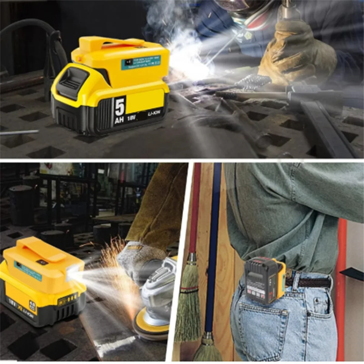 COTS-t2 USB Battery Adapter for Dewalt LED Work Light 18V 20V 60V Li-Ion Battery Power Tools DC 12V/2A Output