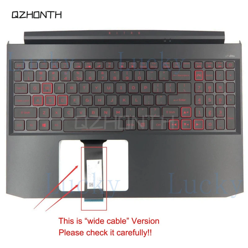 f  New For Acer Nitro 5 AN515-55 AN515-44 56 57 Palmrest w/ Red Backlit Keyboard