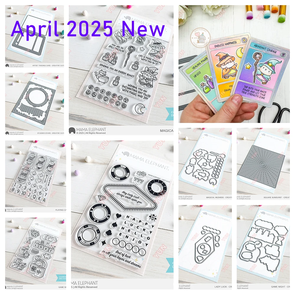 

2025 New Mama Elephant Game Night lady Luck Metal Cutting Dies Stamps DIY Creative Cuts Embossing Scrapbook Greeting Card Making