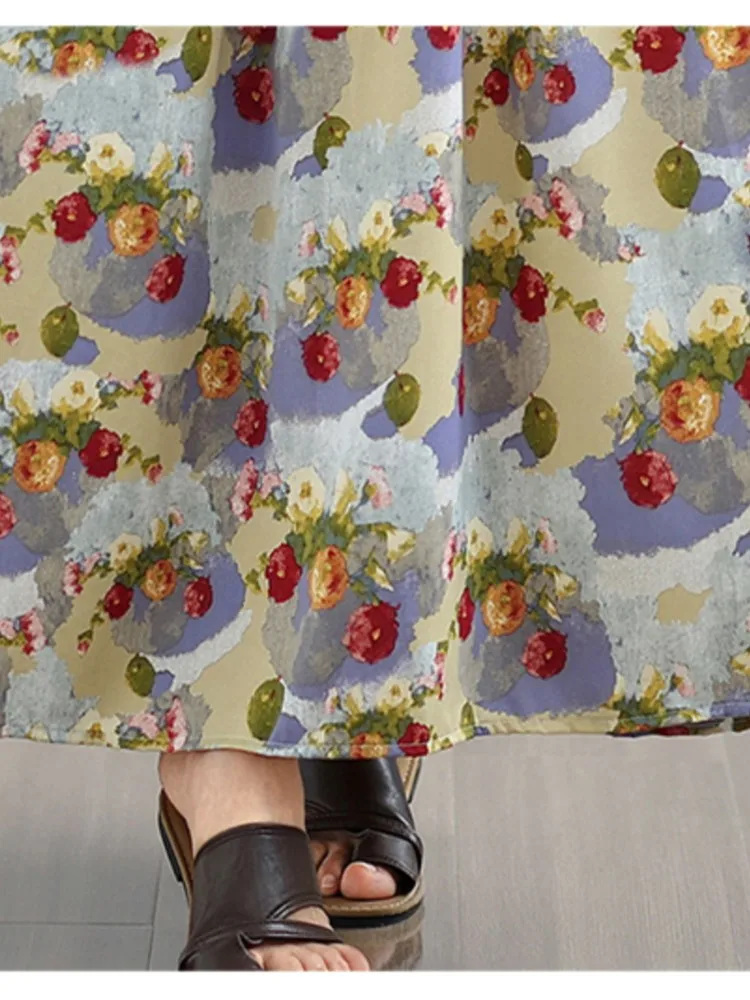 Oversized zomer mouwloze jurk dames bloemenprint mode bohemien stijl damesjurken losse ruche geplooide damesjurk