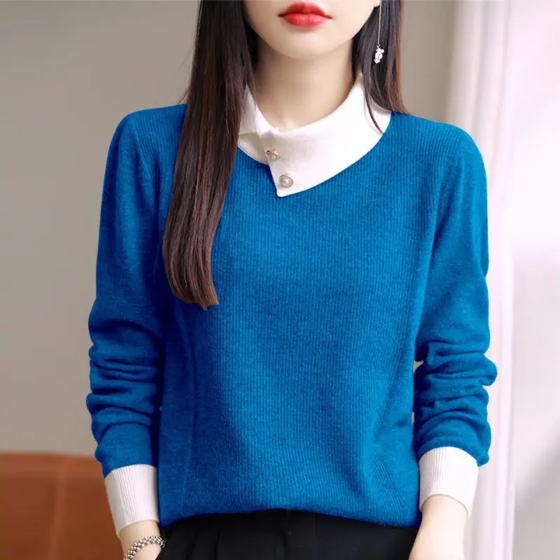 Autumn Winter Women\'s Clothing Turtleneck Screw Thread Pullover Long Sleeved Sweater Knitted Elegant Korean All-match Tops