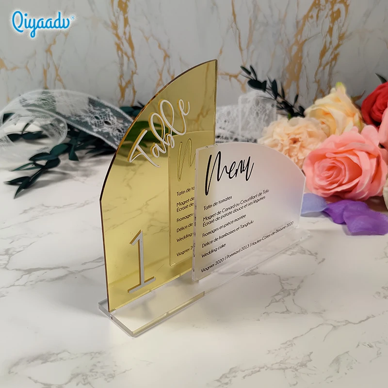 

Personalized Semi-arched Acrylic Number Plates for Weddings, Acrylic Table Numbers