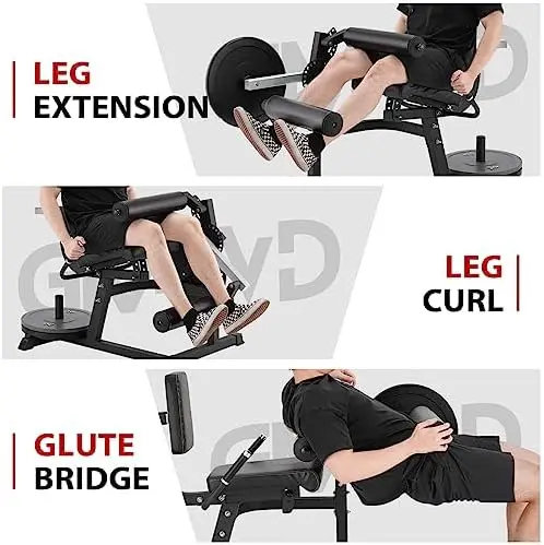 Leg Extension and Curl Machine, Lower Body Special Leg Machine, Adjustable Leg Exercise Bench with Plate Loaded