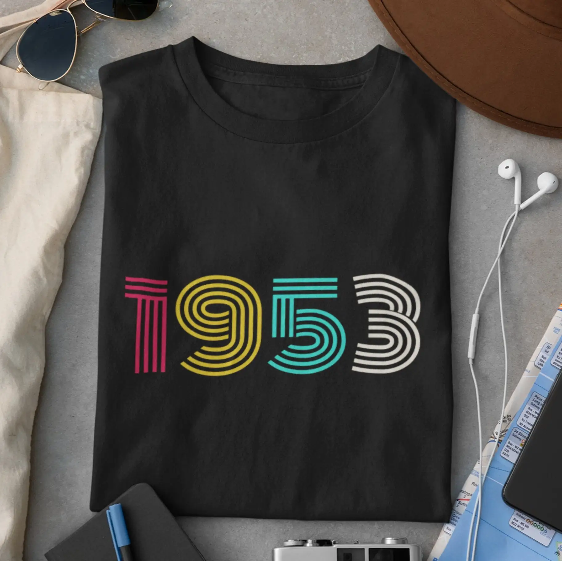 Vintage 1953 birthday T Shirt 71st Born in Class of Ideas Grandpa Milestone 53