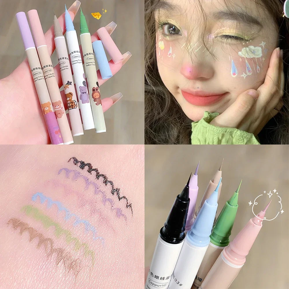 Kleurrijke Matte Vloeibare Eyeliner Waterdichte Sneldrogende, Duurzame Matte Blauwe Paarse Roze Groene Neon Eyliner Potlood Make-Up Cosmetica