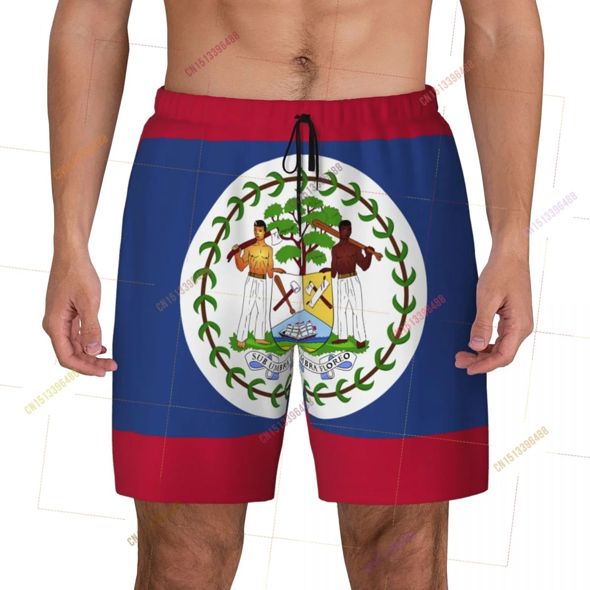 2026 Belize Flag Top Print 3D Mens Swimming Trunks Hawaiian Bathing Beach 2 in 1 Quick-Dry Summer Swim Shorts With Pockets