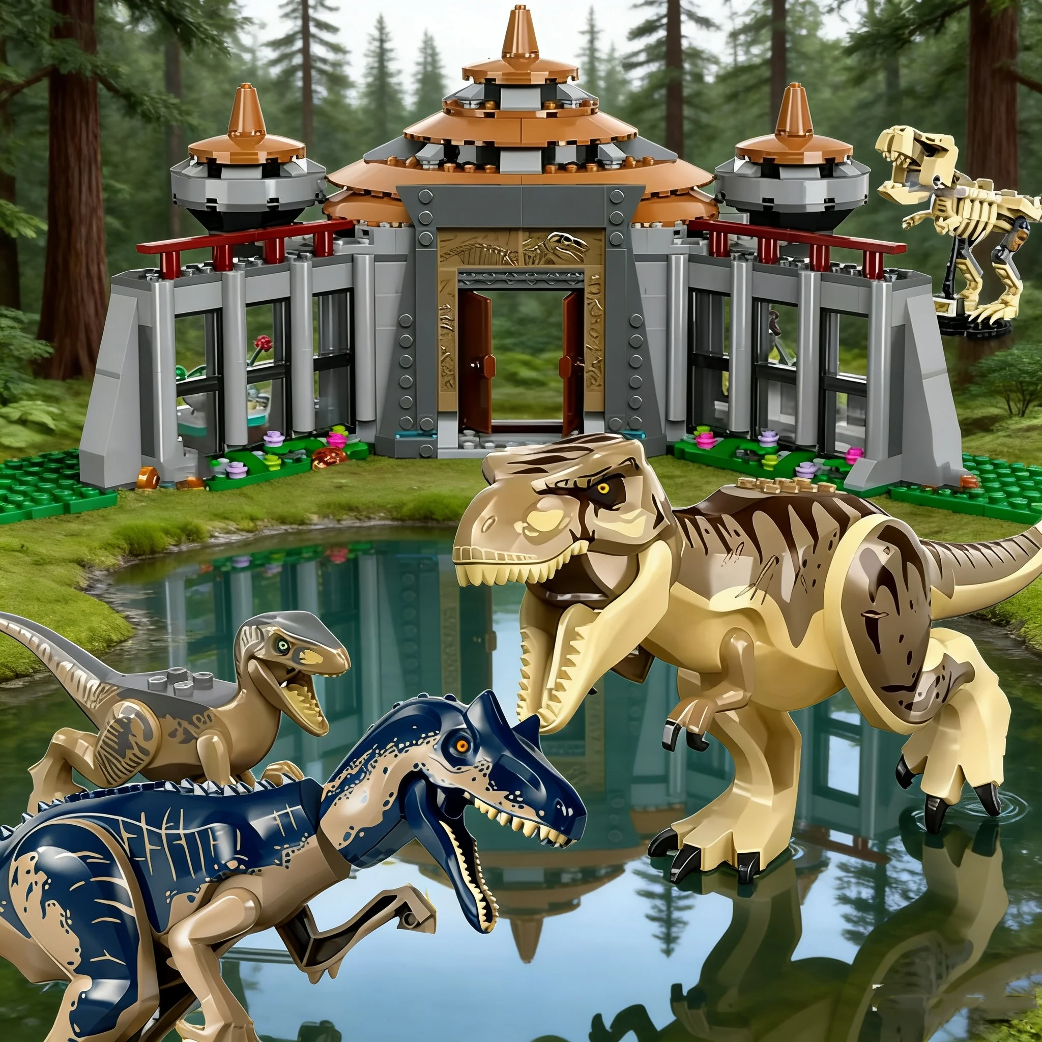 Compatibele sets van derden Dinosaur World Park Series bouwstenen 76961 Tyrannosaurus Rex Allosaurus Attack Toys - afbeelding 2