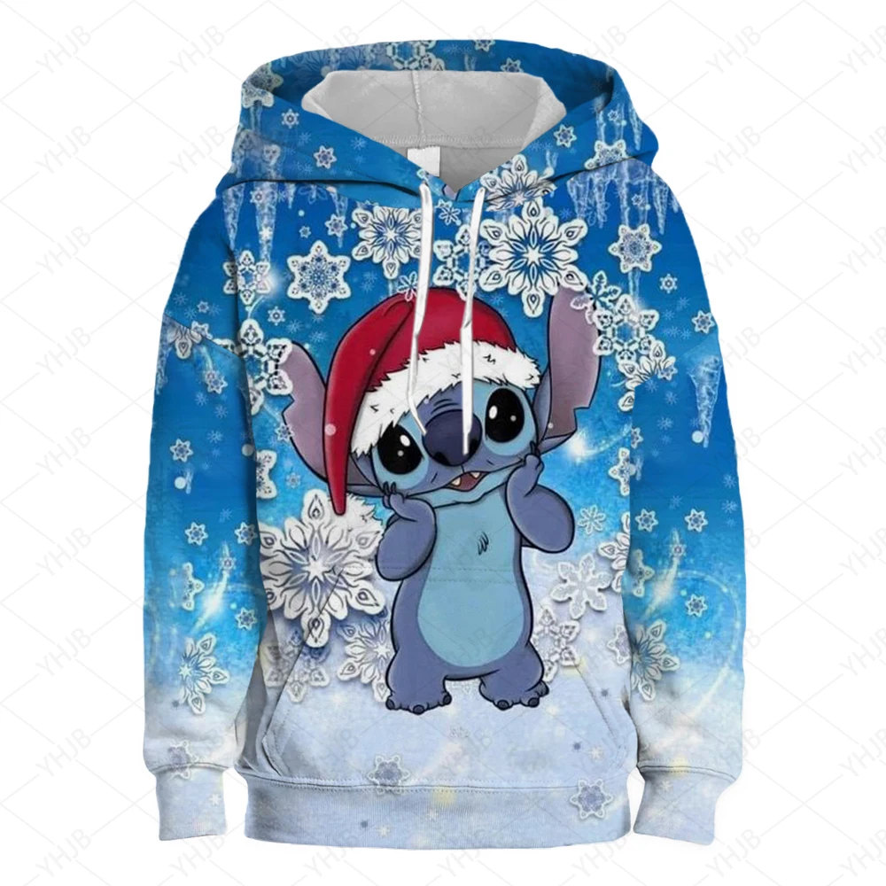 Disney Christmas Stitch Children\'s Street Fashion Sweater Boys and Girls\' Top Children\'s Sports Hoodie Outdoor Sports Hoodie