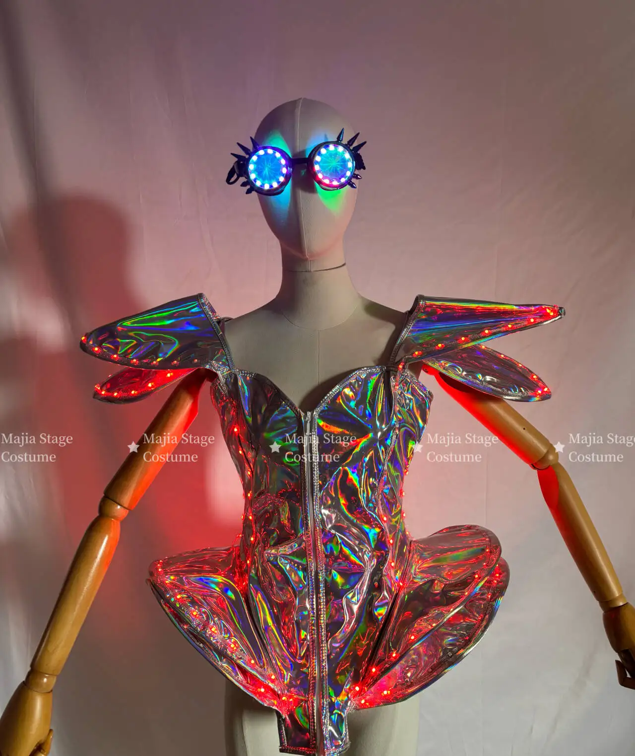 LED couleur blanc Laser Sexy une pièce scène Performance DS danse body discothèque Gogo Mini bulle LED robe