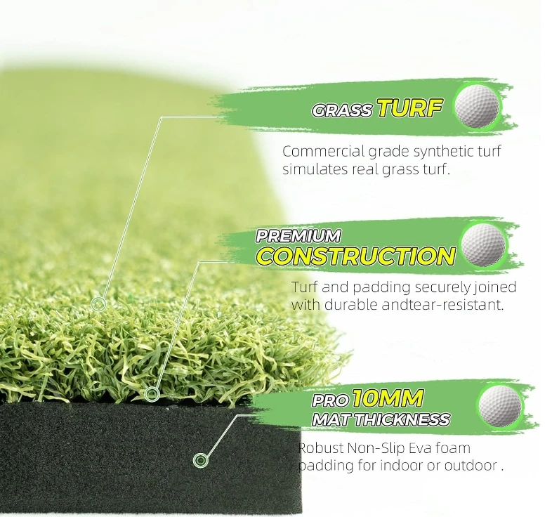 2026 Golf Hitting Mat 5 * 4ft Golf Practice Mat With 4 Turfs Inserted Replaceable For Indoor Outdoor Swing,Driving,Chipping Trai