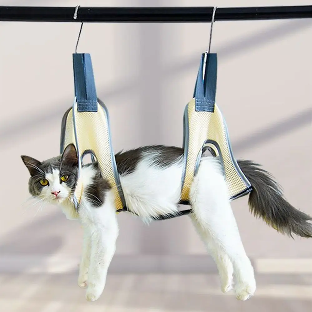 Hanging Cat Grooming Hammock Anti Bite with Hooks Dog Grooming Sling Lightweight Anti Scratch Pet Hammock Restraint Bag