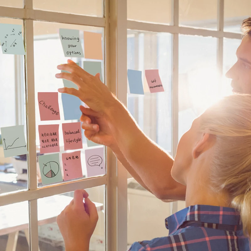 100 Sticky Note Paper Students Take Notes Stickers Simple Solid Color Refrigerator Stickers School Stationery Office Supplies