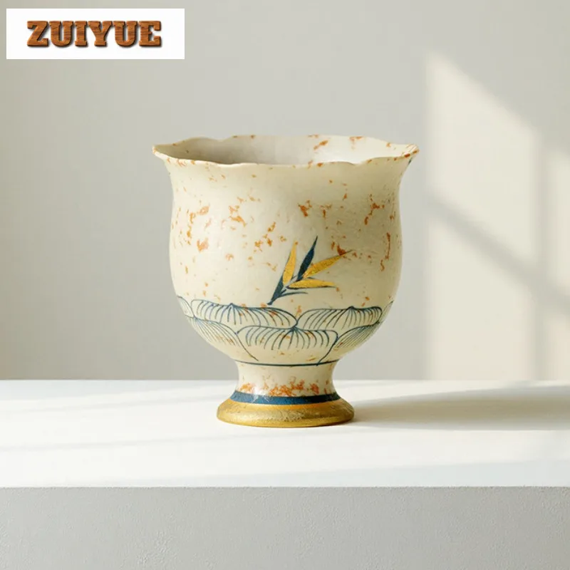 

80ml Caramel Glaze Hand-painted Bamboo Teacup Vintage Tea Bowl Tea Pair Tea-tasting Fragrance Cup Chazhan Master Cups Teaware