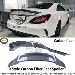 For Mercedes-Benz CLS 63 53 500 300 C218 W218 R Style Carbon Fiber Rear Spoiler Trunk Wing 2011-2019 Carbon fiber Glossy black