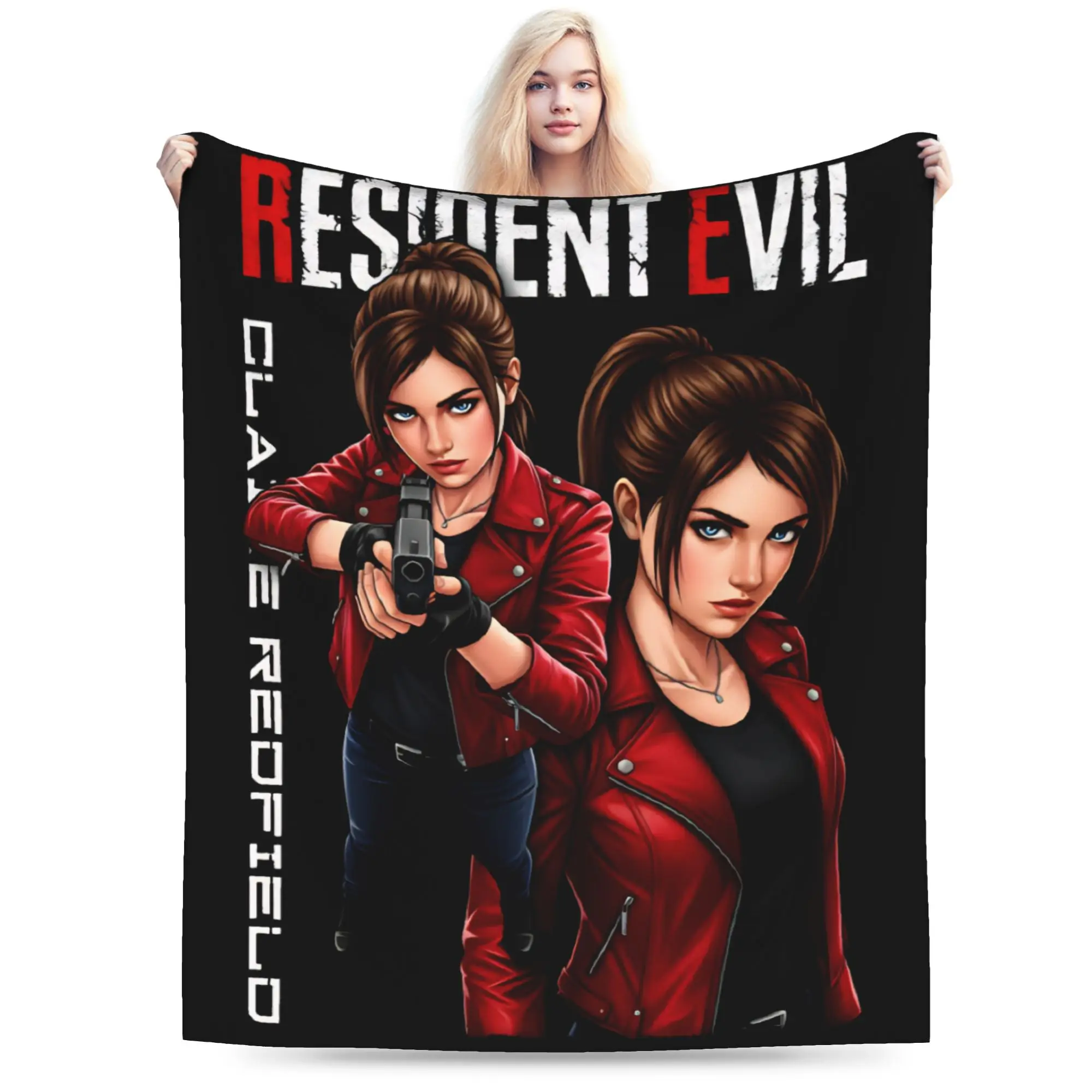 Claire Redfield Residents Evils Fanart Blanket Adults Child Flannel Bedding Throws For Home Decor Warm Cozy Quality Bedspread