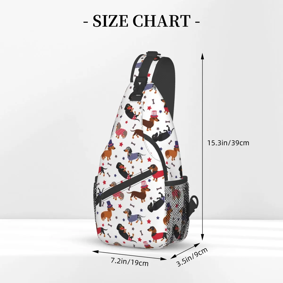 Patriótica Dachshund Sling Bag Peito Crossbody Ombro Mochila Outdoor Sports Daypacks Dog Cool Bag