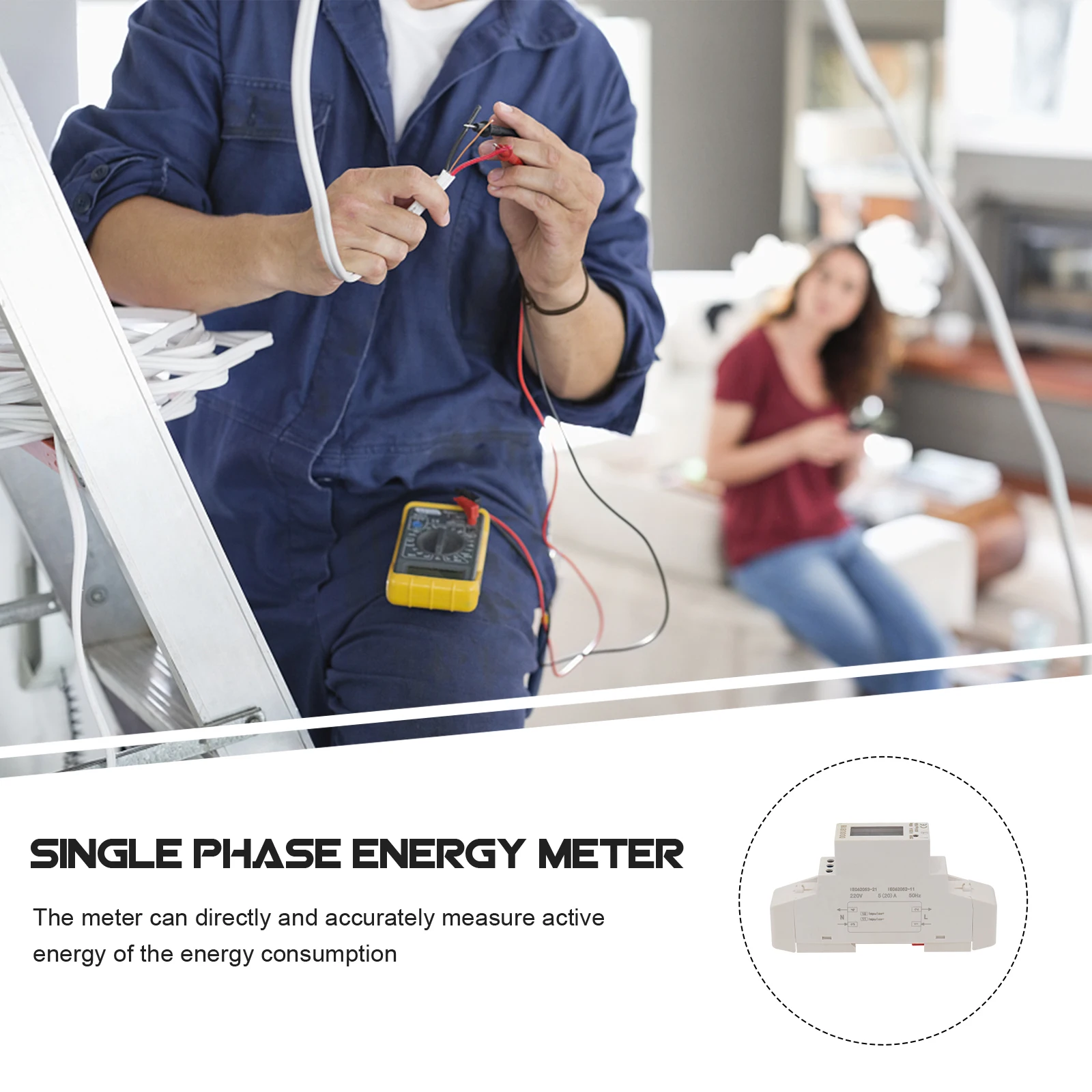 

Single Phase Energy Meter 220V Power Consumption Wattmeter Analog Counter Din Electricity Monitor Anti