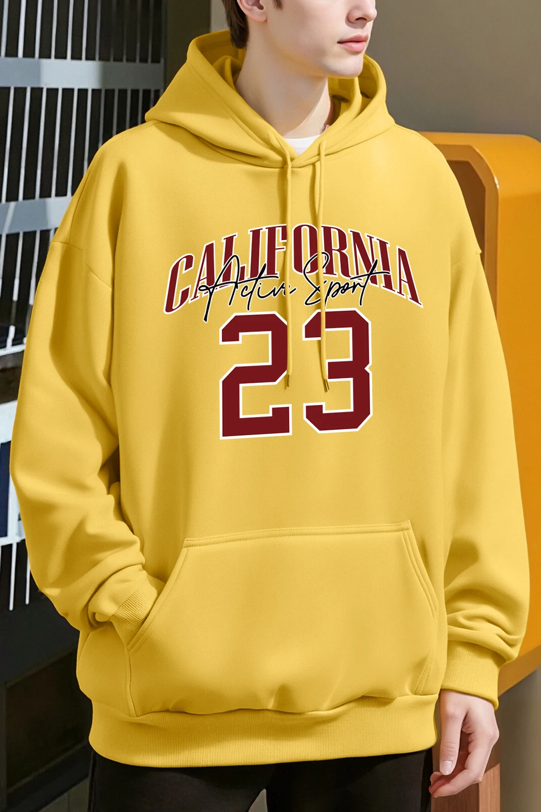 كاليفورنيا نشط الرياضة 23 تصميم الرجال هودي الخريف الهيب هوب البلوز عادية كبيرة الحجم للجنسين هوديي الصوف جيب الملابس الناعمة