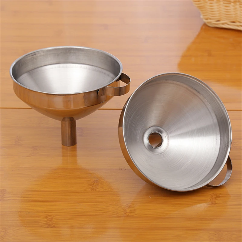 Stainless Steel Funnels with Handle Design Wine Water Filter Funnel Food Pickles Jam Enema Funnel Kitchen Gadgets