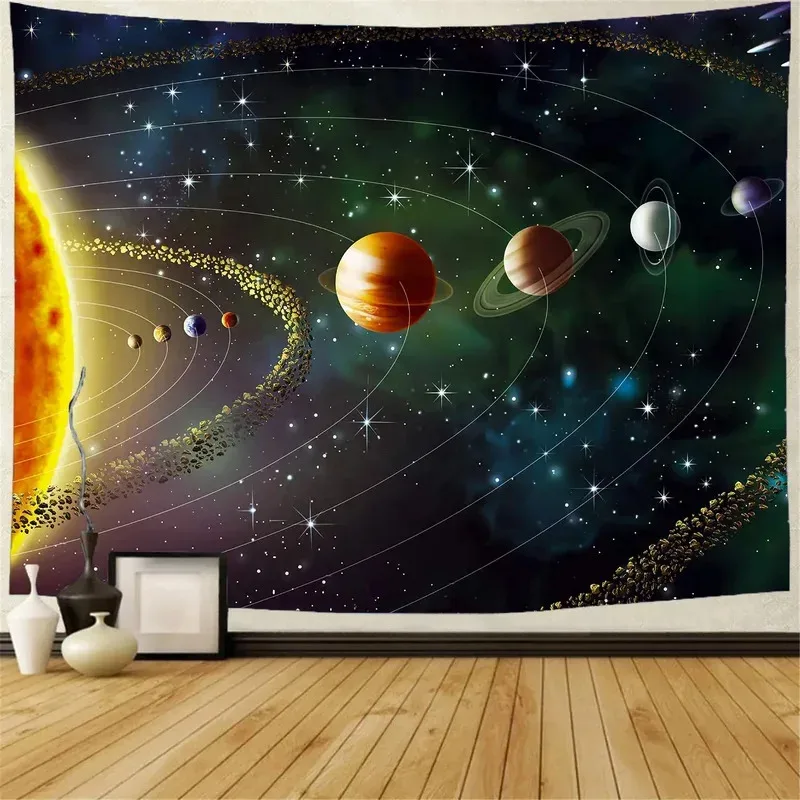 Solar System Planetary Tapestry Science Fiction Style Bedroom Headboard Decorative Backdrop Room Decoration