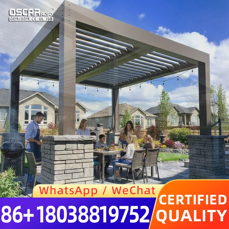 Waterproof Ventilated Slatted Aluminum Pergolas Garden Gazebos Outdoor Patio Backyard Deck Villas Europe Weather Resistant Sun S