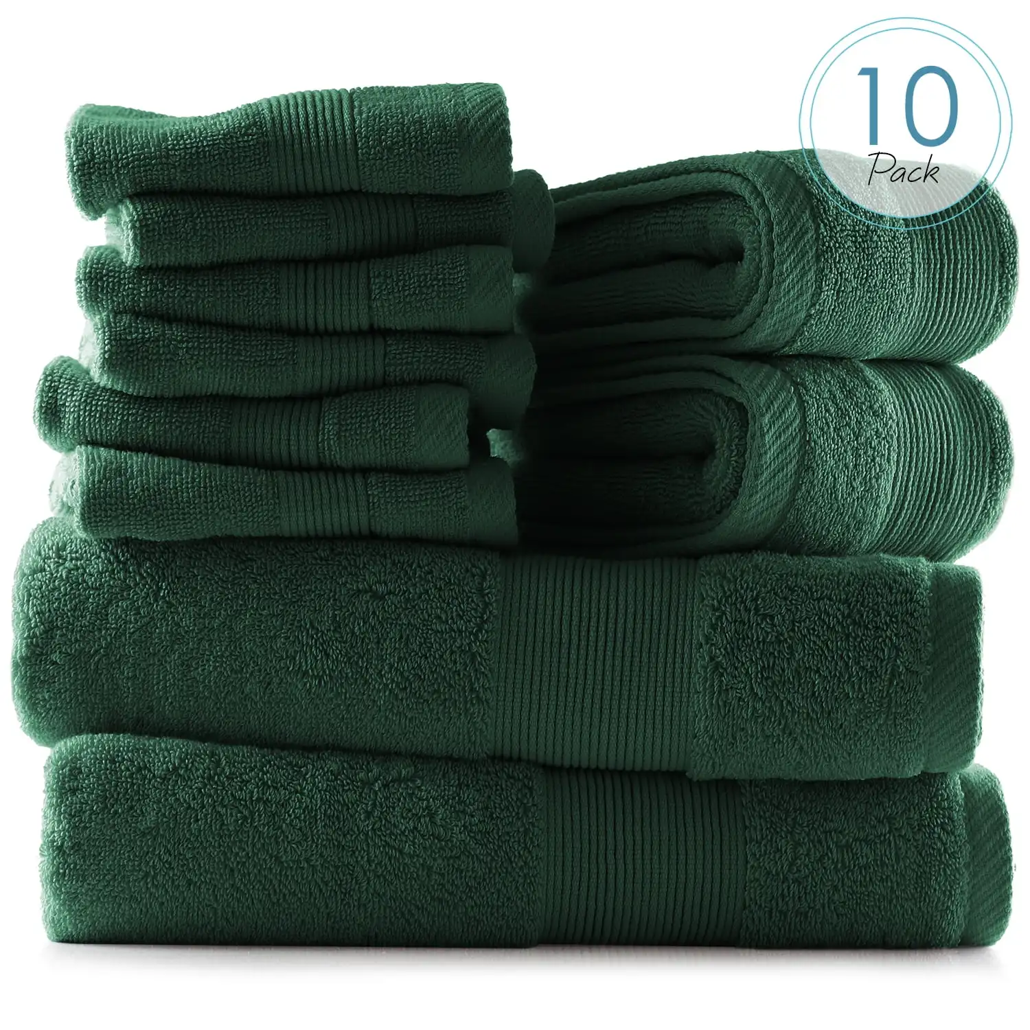 

Bath Towels Set, 100% Cotton Luxury Softness 10 Pc Set, Hunter