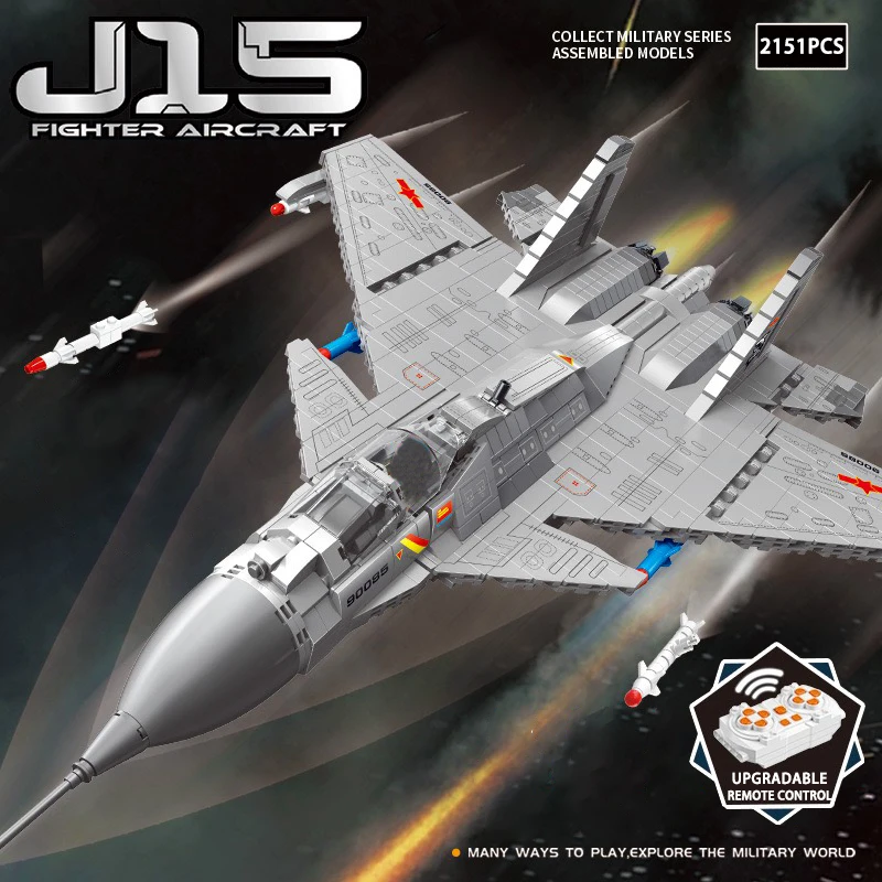 Military J15 Fighter APP Remote Control Building Blocks RC WW2 Weapon Airplane Model Bricks Toys For Kid Birthday Gifts MOC