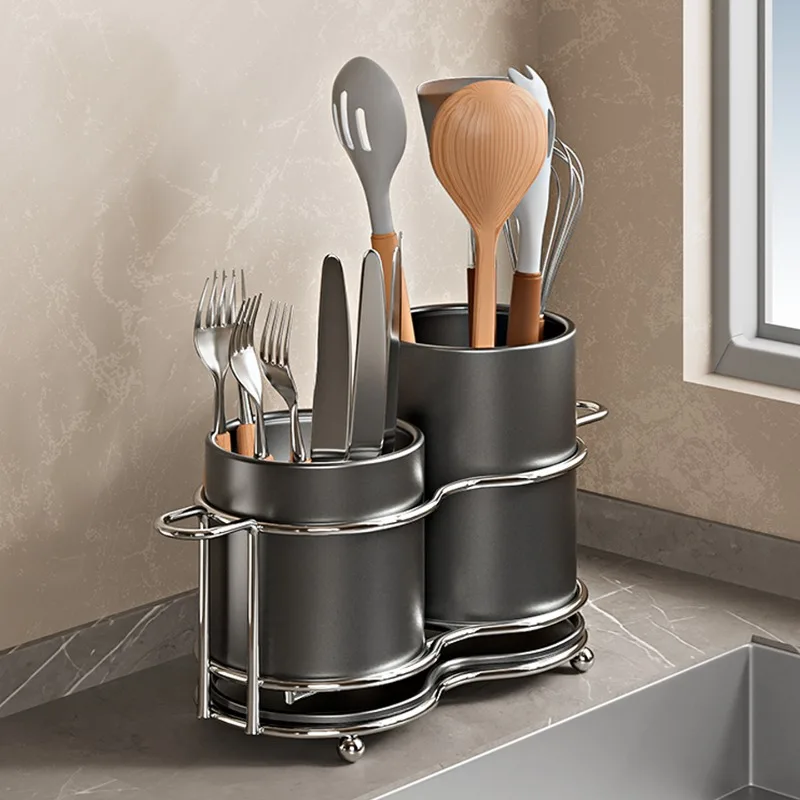 Chopsticks Tube Household Kitchen Countertop Chopsticks Storage Box Tableware Rack Spoon Knife and Fork Basket Chopsticks