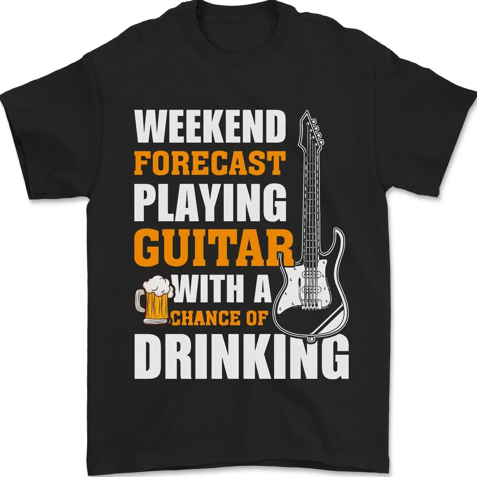 Gitarre Forecast Lustig Bier Alkohol Herren 100 Baumwoll vintage Washed Breathable fashion Top For Everyday Wear Unisex Soft