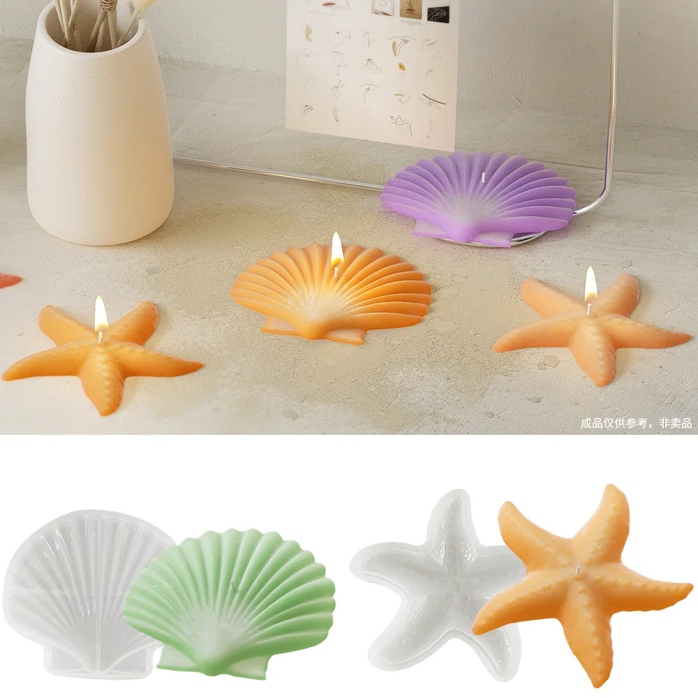 Starfish Shell Silicone Candle Mold Ocean Marine Seashell Candlestick Resin Casting Mold Epoxy Clay Decoration Making Tool