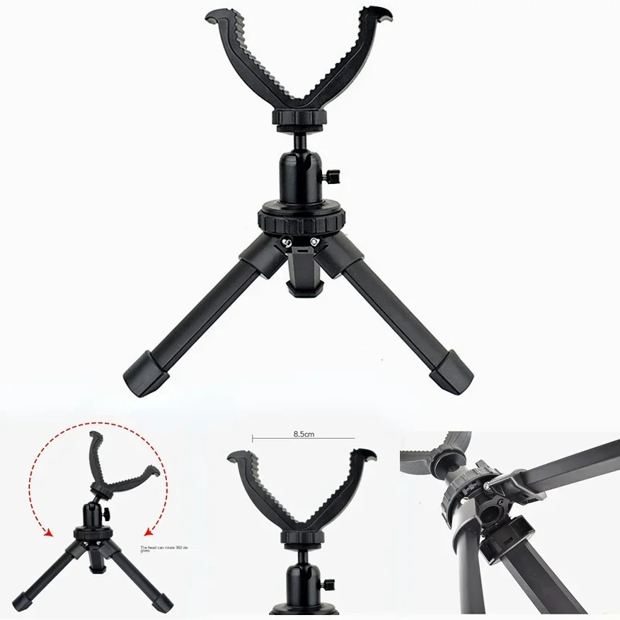 

Aluminum Rest Tripod Durable Adjustable Height Rifle 360 Degree Rotation V Yoke Stand Portable Construction For Target Shooting