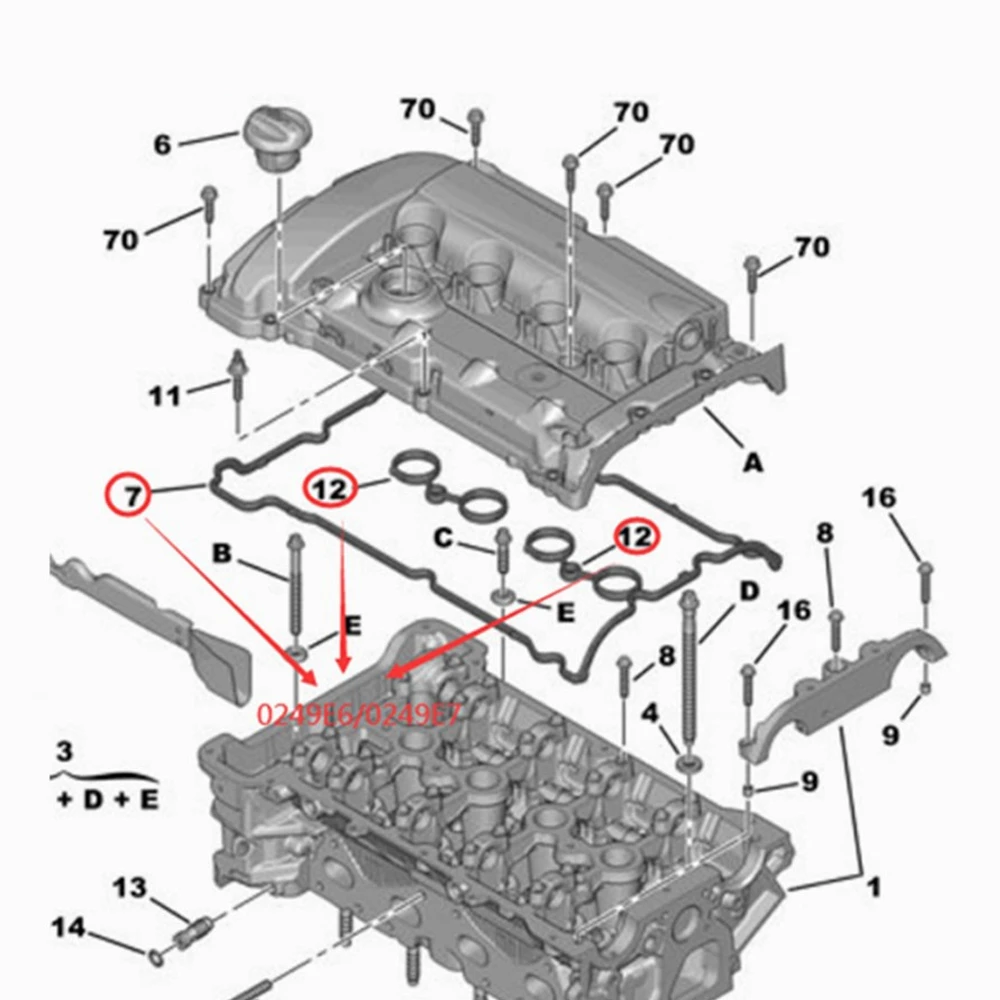 0249e6 0249e7 Motor Rocker Cover Pakking Cilinderkop Afdichting Voor 3008 408 508 308S C4l C5