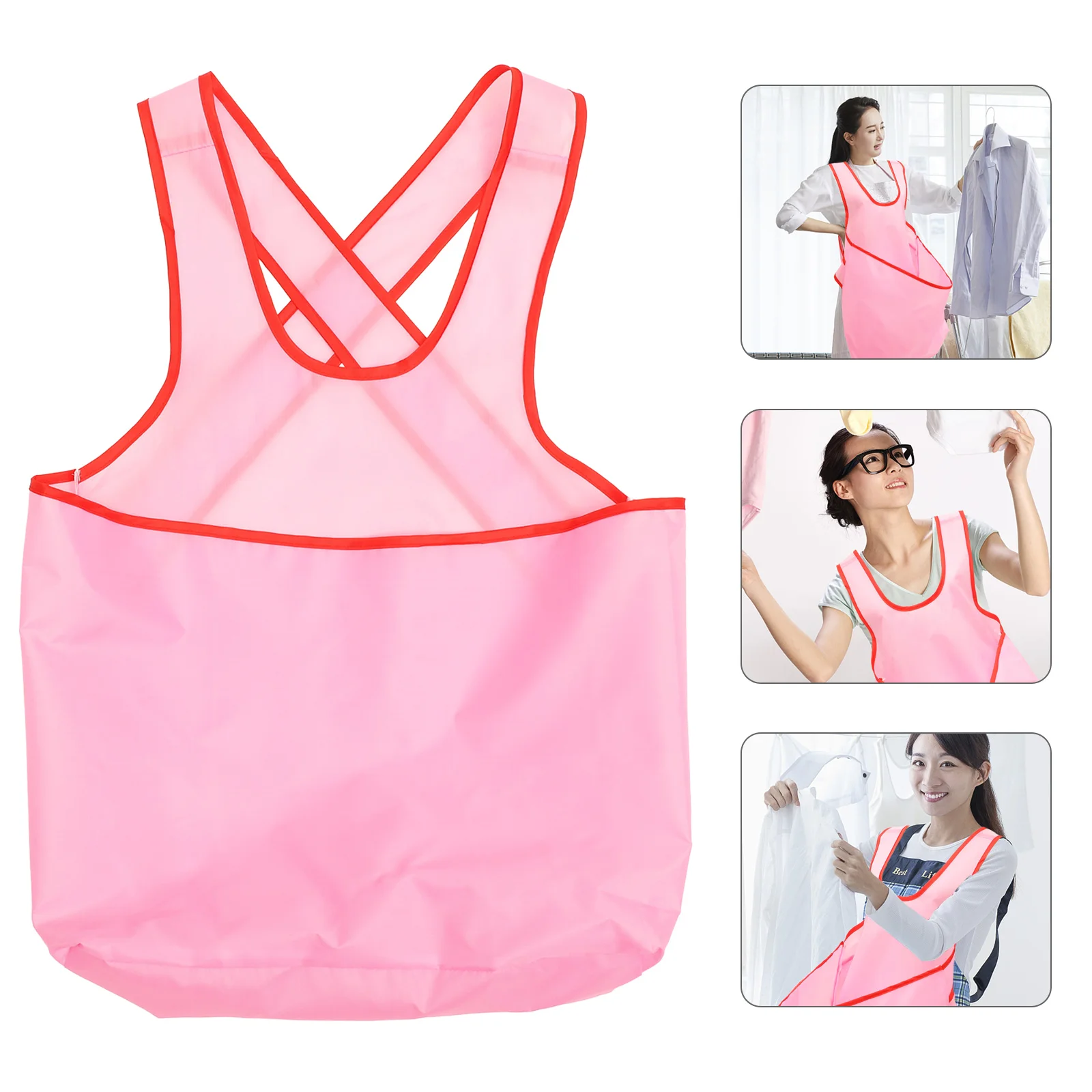 Apron Dress Clothes Drying Aprons for Women Work Universal with Pockets Pink Household Father