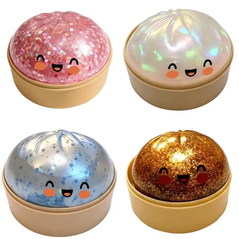 New Cute Crystal Steamer Bun Stress Relief Ornament Food Shape Slow Rebound Fidget Decoration Home Room Figurines Fun Gifts