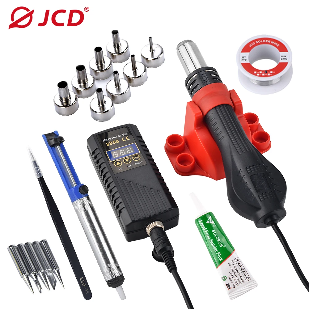 Jcd-pistola de ar Quente para Smd Smt Soldadura Reparação 750w 8858a Bga Micro Retrabalho Estação de Solda Cabelo Secador 220v 110v Cabelo Secador