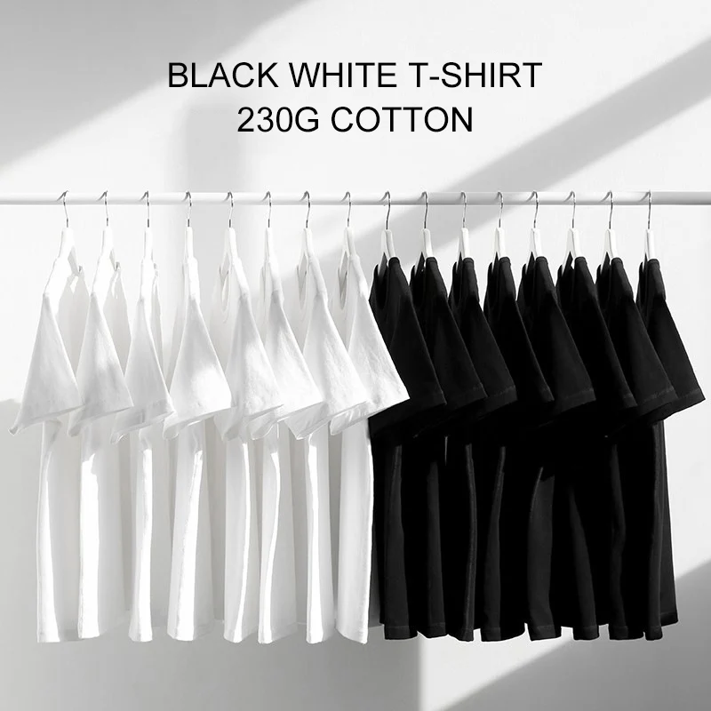 Man T-shirts Short Sleeve Cotton White Black Solid Color Casual Women Unisex Home Clothing Tops Tee Plain Classic Basic T-Shirt