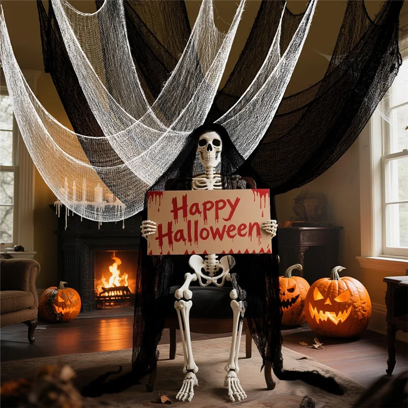 

A76X-Creepy Cloth (4 Black+2 White) For Haunted House Supplies, Party Outdoor, Indoor